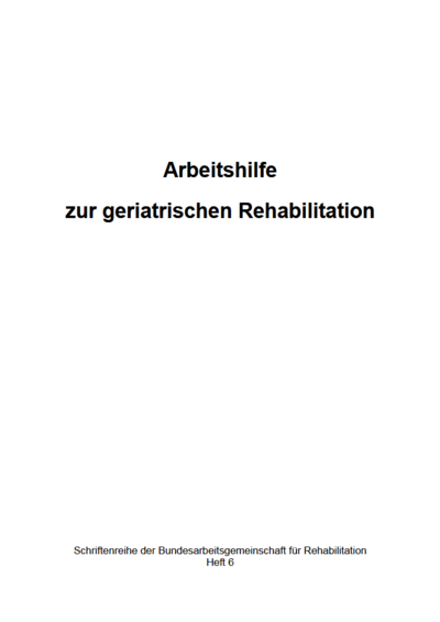 Produktfoto: Arbeitshilfe zur geriatrischen Rehabilitation