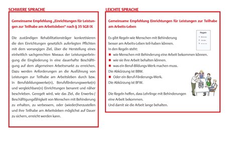 Ein Beispiel für die Übersetzung eines Textes in Leichte Sprache