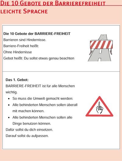 Abb. 2: 10 Gebote der Barrierefreiheit in leichter Sprache