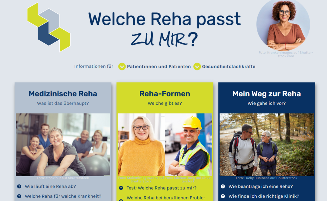 Das neue Webportal "Reha-passt.de": Screenshot der Startseite