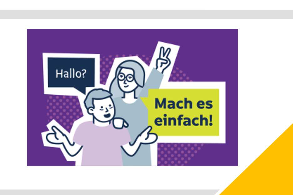 Bildmaterial: barrierefreiheit.hdm-stuttgart.de / Lebenshilfe Berlin Symbolbild zum Fachtag "Mach' es einfach", zu sehen ist das Logo des Fachtages von AccessibleEU und der Lebenshilfe Berlin